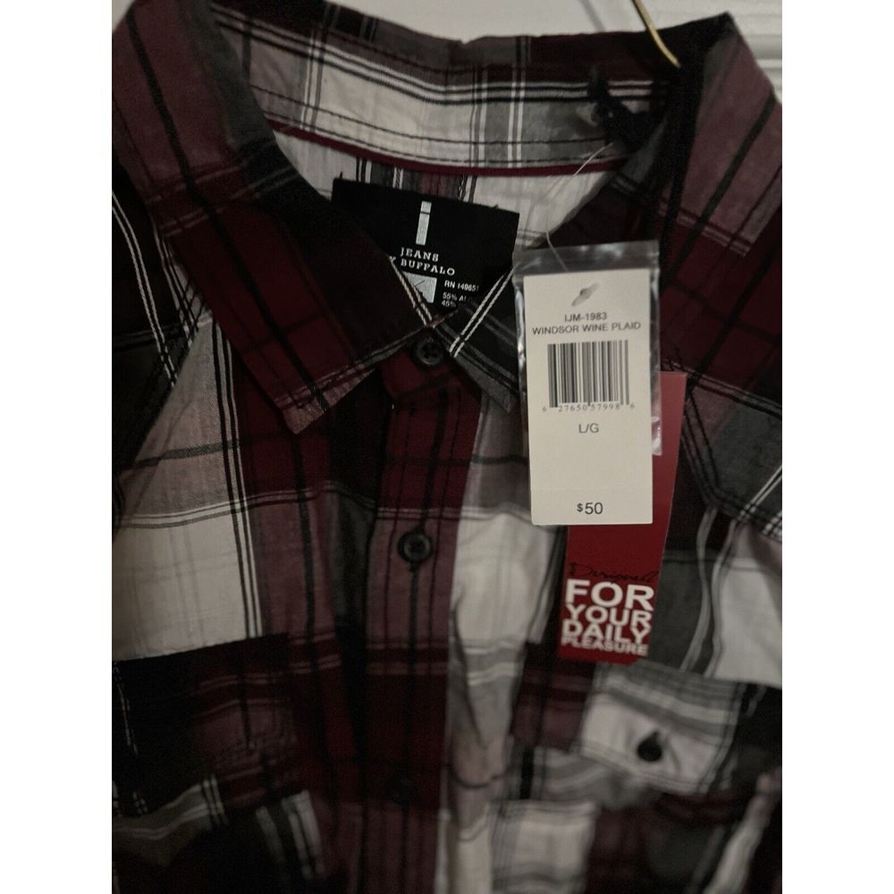 NWT I Jeans by Buffalo Men's Plaid‎ Long Sleeve Button Up Shirt Size Large - Picture 2 of 2